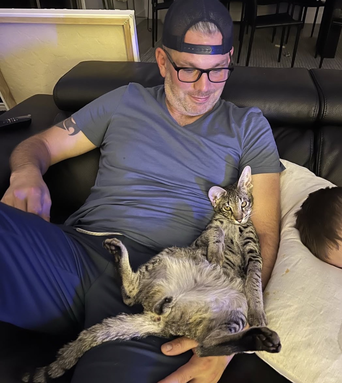 Relaxing at home with the family on the couch